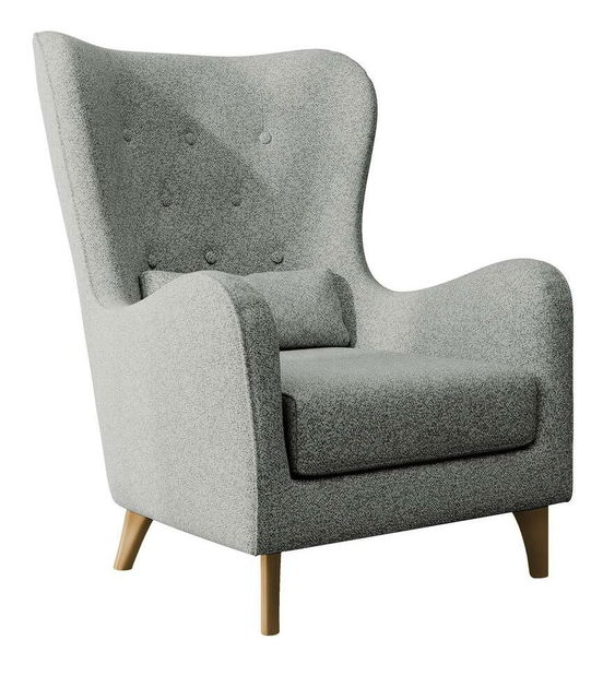 Fotoliu cu suport picioare Calimero II (gri deschis + fag)