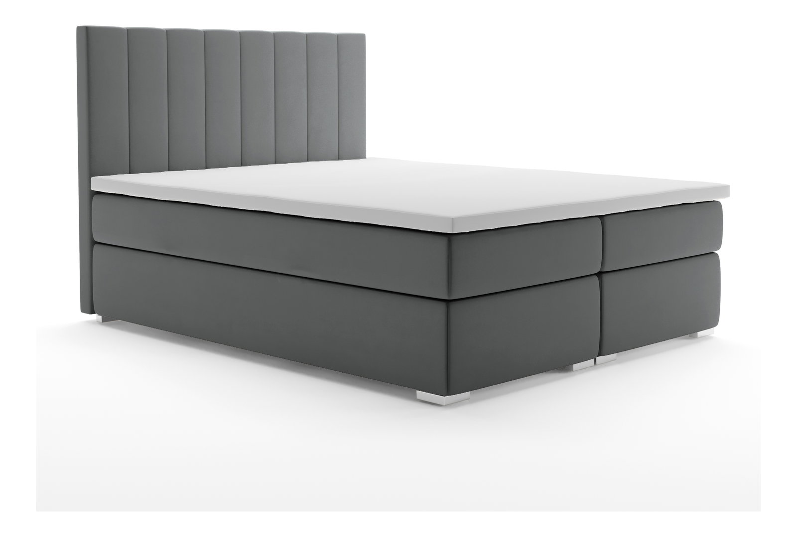 Franciaágy Boxspring 140 cm Pugno (sötétszürke) (tárolóhellyel)