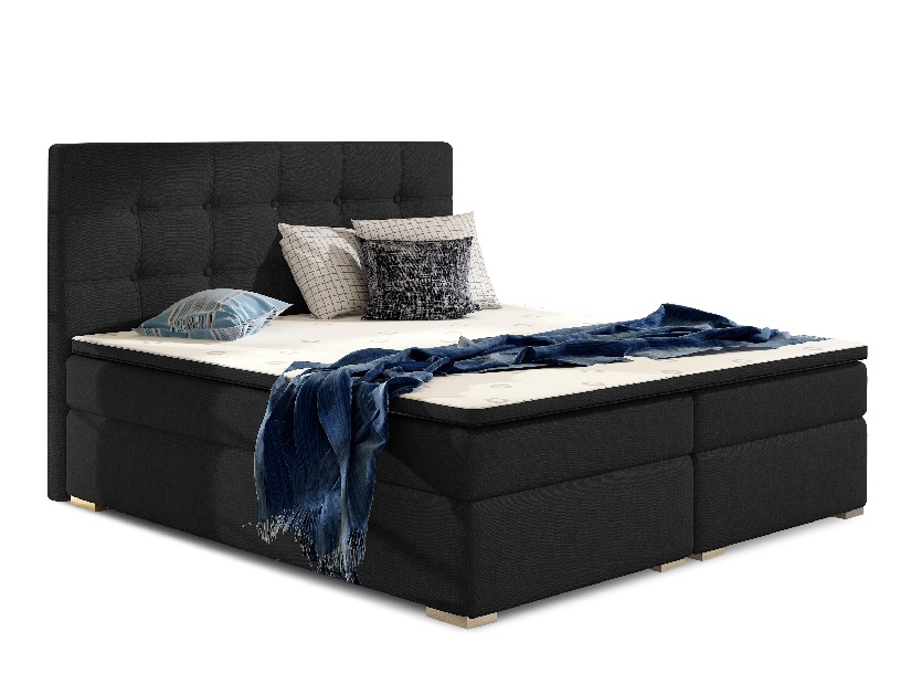 Pat matrimonial Boxspring 160 cm Irma 01 (negru)