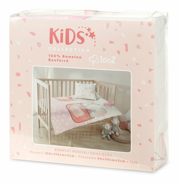Posteľná bielizeň 100x135 cm Kido 14 (komplet s obliečkou na vankúš 40x50 cm) (biela)