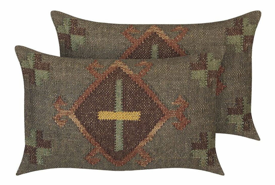 Sada 2 ozdobných vankúšov 30 x 50 cm Kator (zelená)