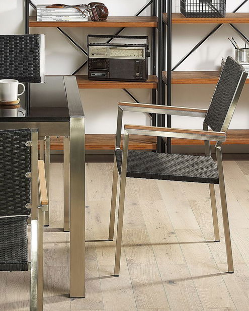 Set 4 buc scaune de grădină Giggles (negru ratan)