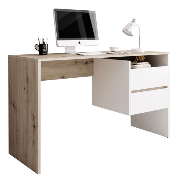 Masă PC Tolneo (stejar artisan + alb)