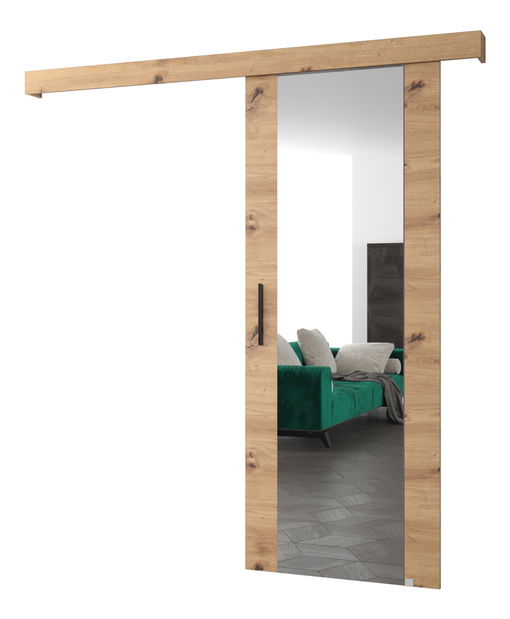 Uși culisante 90 cm Sharlene II (stejar artisan + stejar artisan + negru)