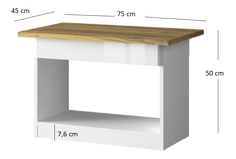 Masă de cafea Tiera (alb lucios + Stejar navarre)