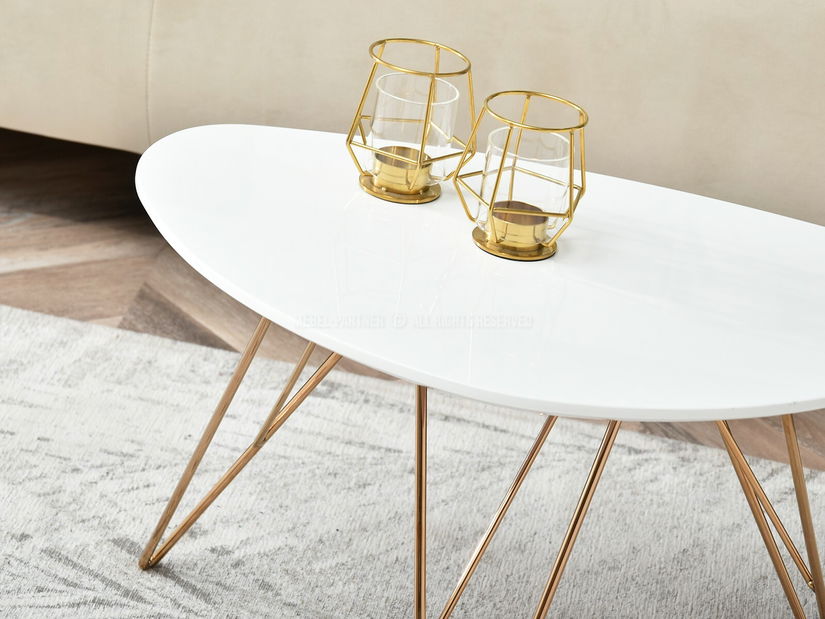 Dohányzóasztal Rave S (fehér + réz)