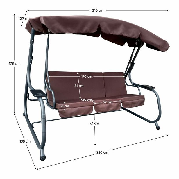 Kerti hinta EILONA (barna + sötétszürke)