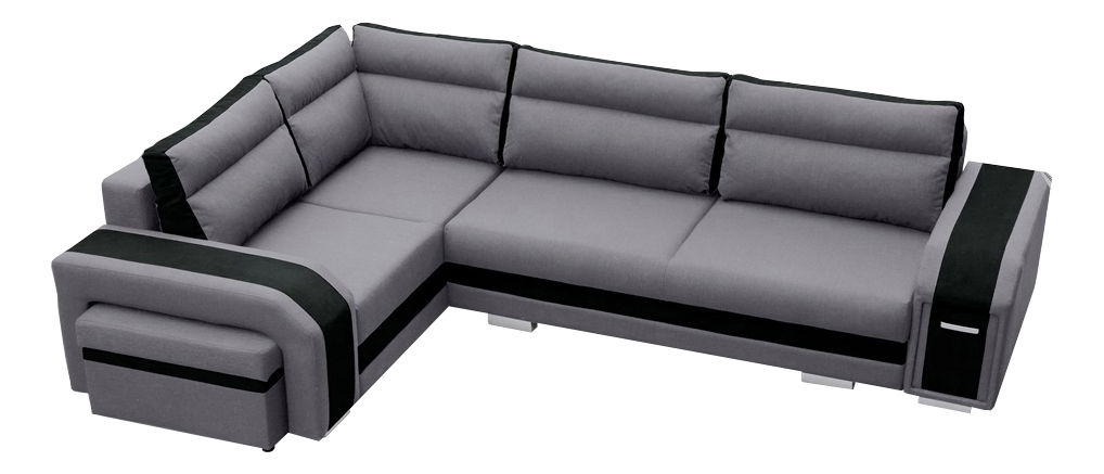 Kutna garnitura Asperata (svjetlosiva + crna) (L) 