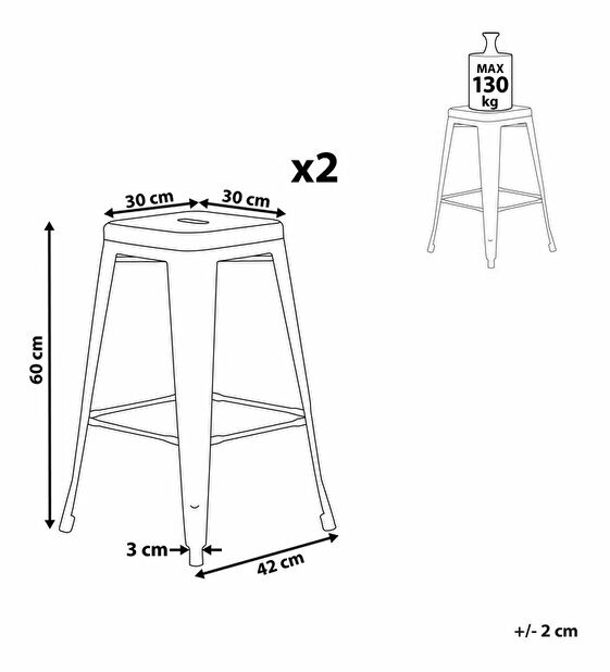 Set 2 buc scaune tip bar 60 cm Chloe (roz)