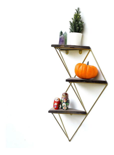 Dekoratív falipolc Duvelo 18 (dió + arany) 