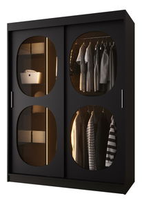 Ruhásszekrény 150 cm Boomer 2 (fekete) (világítással)