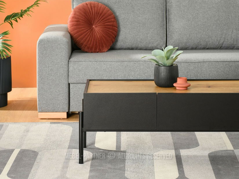 Dohányzóasztal Bertina L (tölgy + fekete)