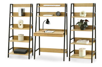 PC asztal polcokkal Ruegos (fekete)