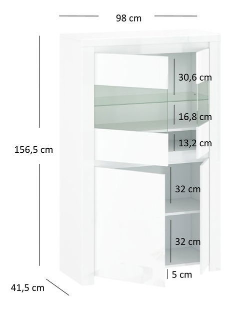Vitrin Leona 2D2W (fényes fehér)