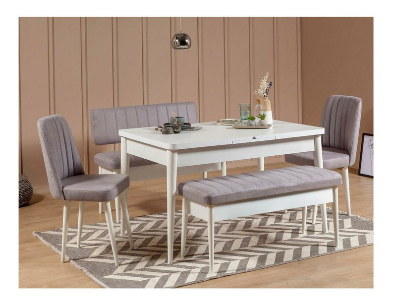 Klupa Vanessa (bijela + ružičasto siva)