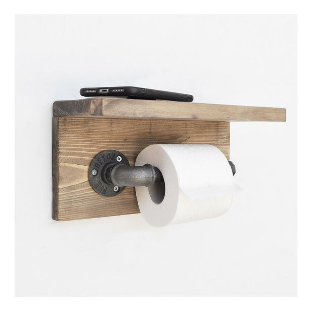 Suport de perete hărtie igienică Nenanu 6 (nuc + negru)
