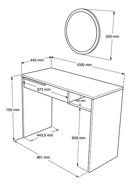 Fésülködőasztal Onaferra 18 (dió + tölgy)