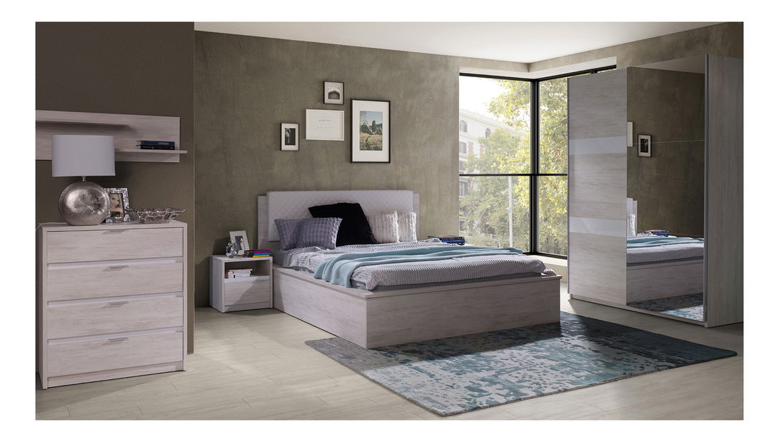 Dulap de haine Desayuno DSZ150 (Stejar alb + alb lucios)