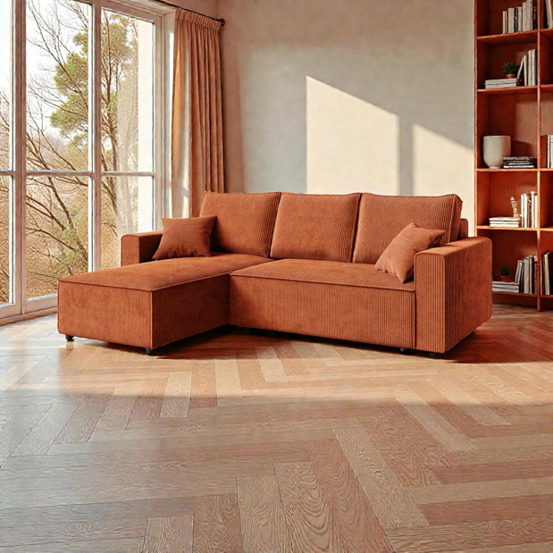 Rohová sedačka Cordova (tehlová) (L)
