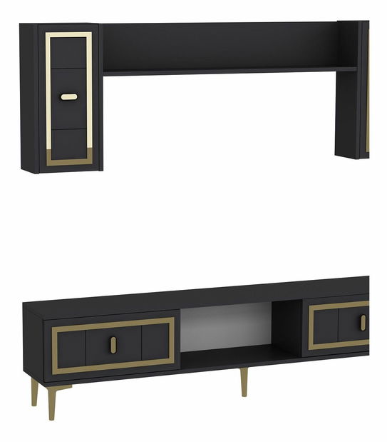 Obývacia stena Orino (antracit + zlatá)