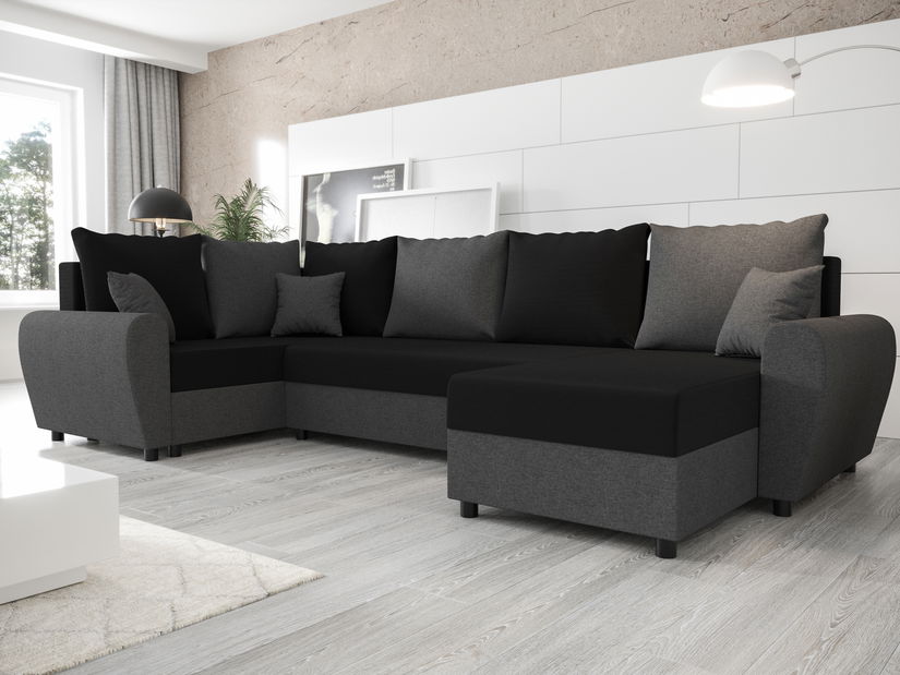 U alakú sarokkanapé Fleur Long (fekete + szürke) (B)