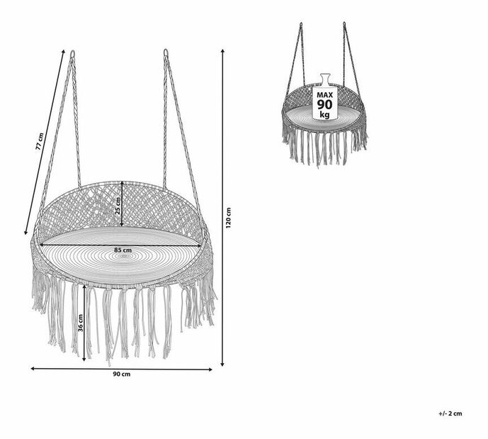 Závesné kreslo BONITO (drevo) (čierna)