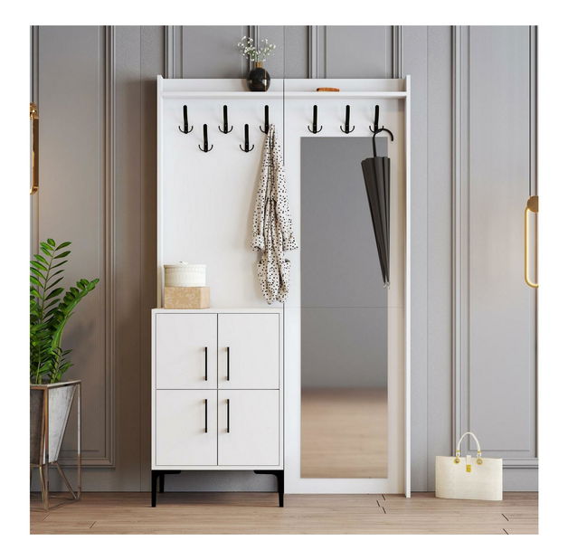 Előszoba fal Betina BC (fehér) (tükörrel)