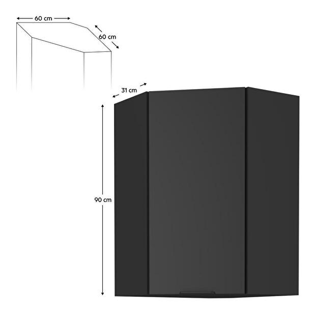 Horná rohová kuchynská skrinka Sobera 60x60 GN 90 1F (čierna) 
