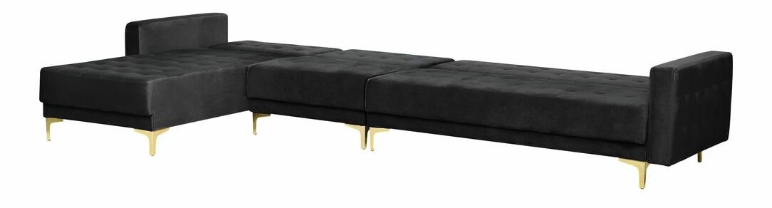 Colțar cu taburete Aberde (negru poťah) (D)