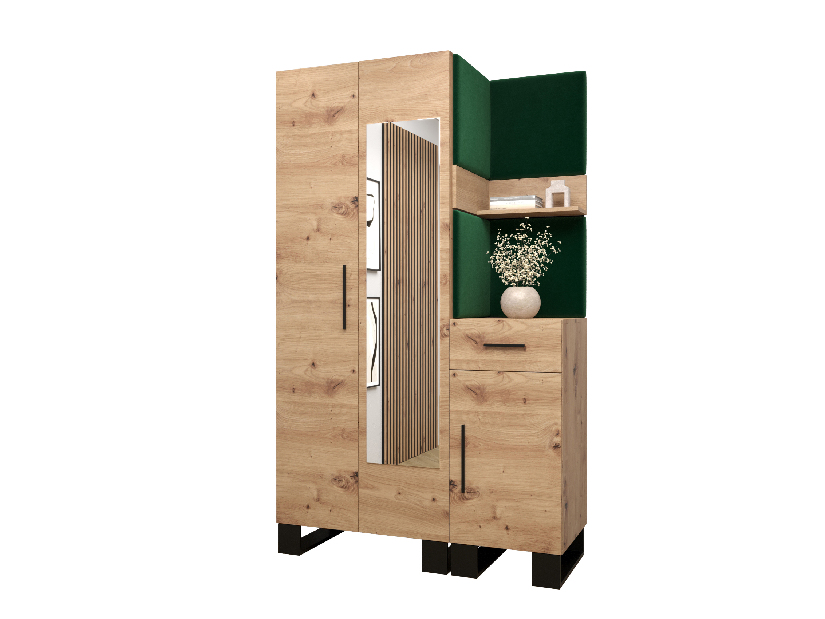 Set mobilier pentru hol Amanda 16 (Stejar artisan + verde)