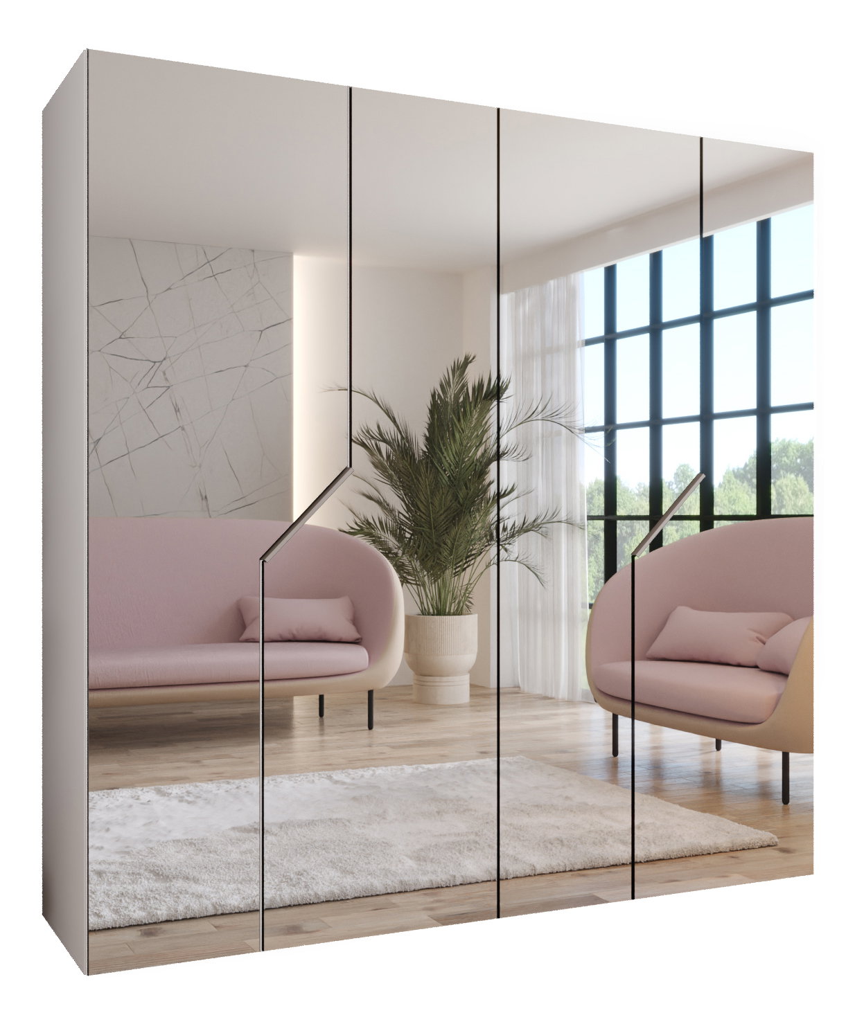 Ormar za garderobu Alaris 3 200 (bijela + kašmir) (s ogledalom)