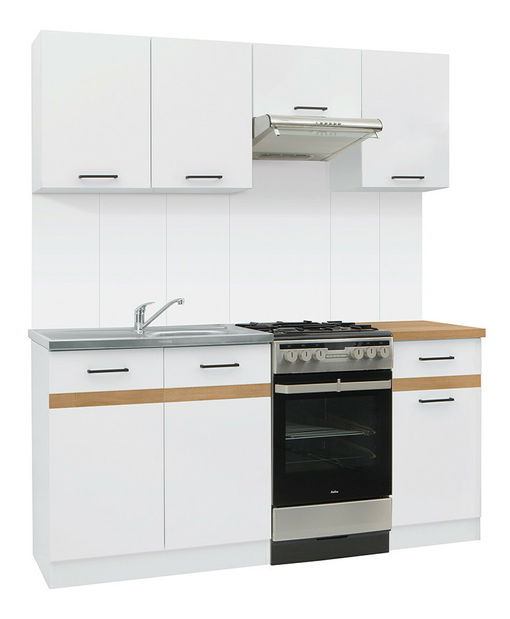 Kuhinja Junona line 170 cm (Bijeli sjaj + Bijela + Hrast craft zlatna)