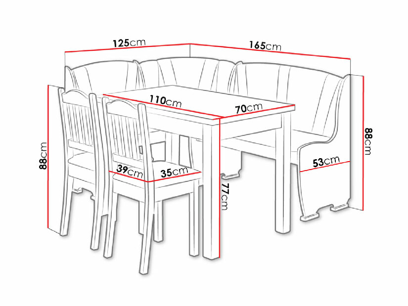 Kuchynský kút + stôl so stoličkami Axel (jelša) (Olimp 3)