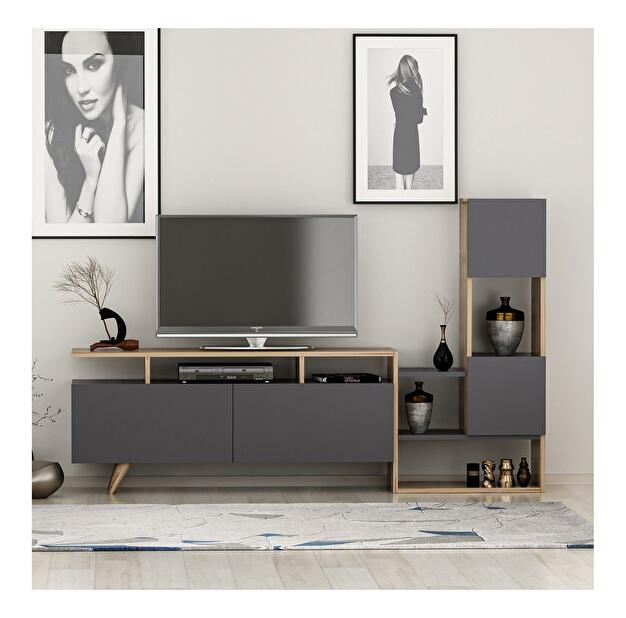 Mobilier living Patovi 2 (Nuc + antracit) 