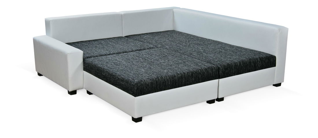 Rohová sedačka Monarda (tmavohnedá + béžová) (s taburetkou) (P) *výpredaj