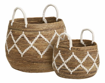 Set de 2 coșuri Alandra (natural + fildeș)