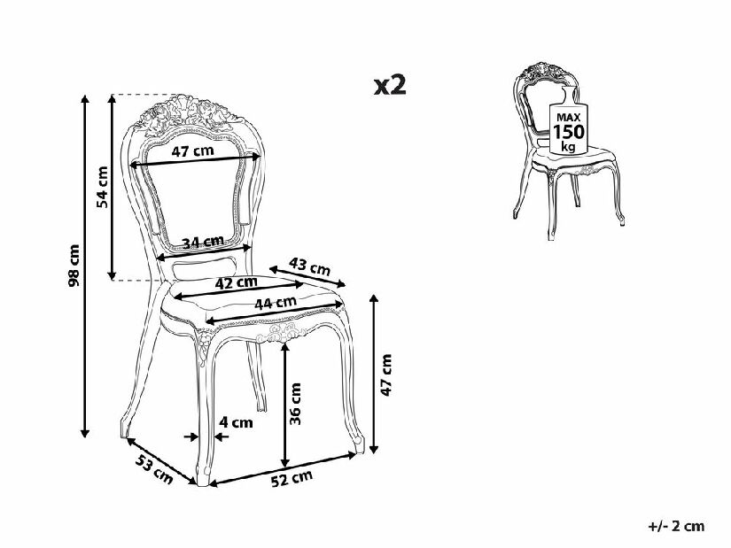 Set 2 ks. jedálenských stoličiek VITTON II (priehľadná)