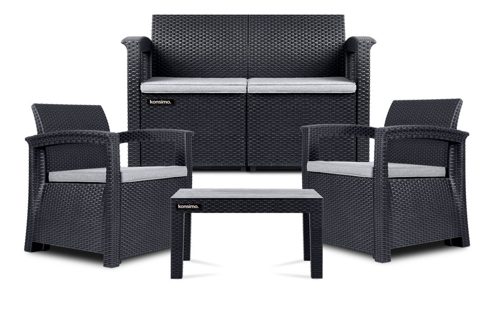 Záhradný set Nela 2 (tmavosivá) (pre 4 osoby)