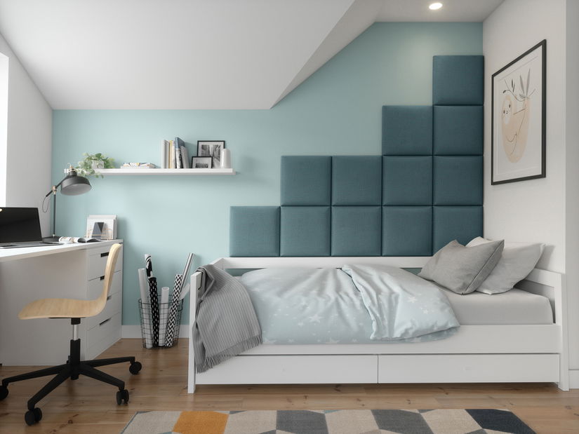 Set 12 čalúnených panelov Quadra 200x160 cm (mentolová)