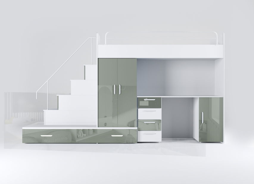 Dječji krevet Ruby V (bijela + mint sjaj) (s podnicom)