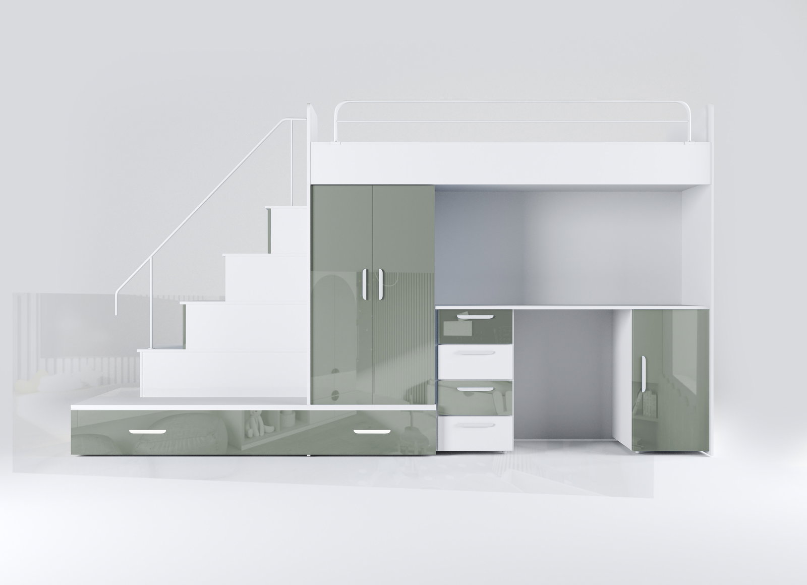 Dječji krevet Ruby V (bijela + mint sjaj) (s podnicom)