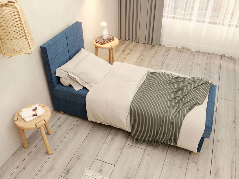 Pat de o persoană 80 cm Picasso I (Albastru închis) (cu sp. depozitare și saltea) 