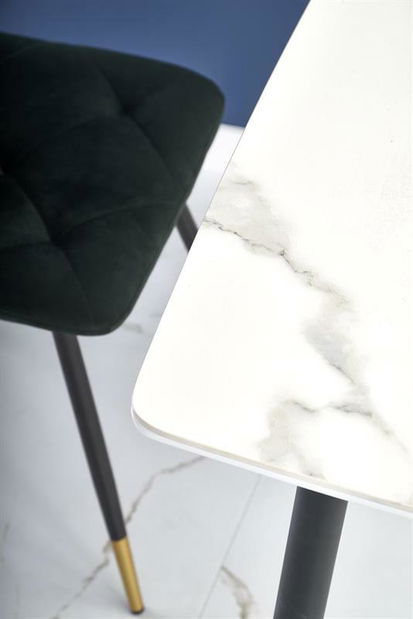 Blagovaonski stol Marcie (bijeli mramor + crna)