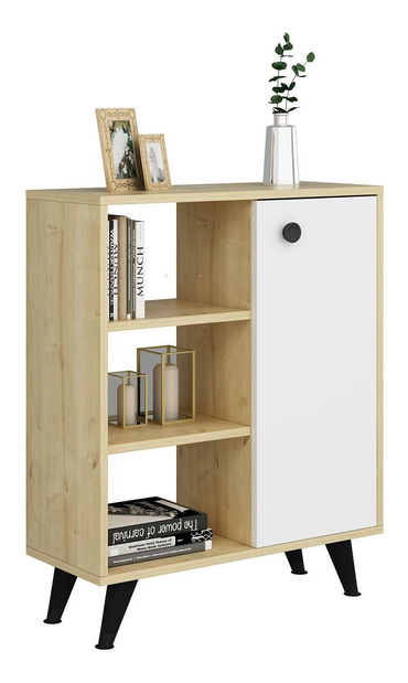 Konzolový stolík Nevipe 1 (dub zafírový + biela) 