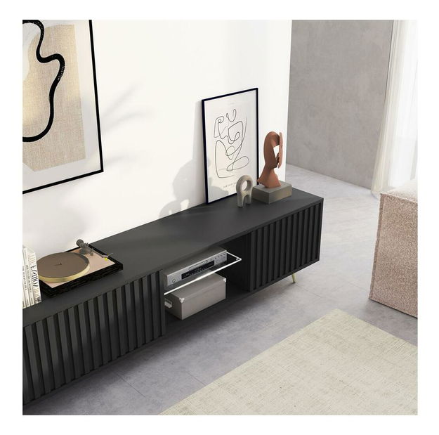 Tv szekrény/asztal Biel 175 (világítással) (fekete)