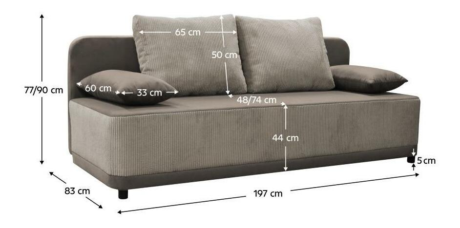 Sofa na razvlačenje Sonta (sivo-bež) (s prostorom za odlaganje)