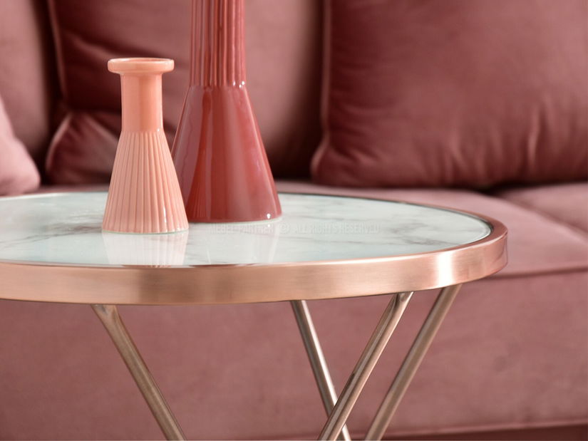 Konferenčný stolík Armin S (biely mramor + medená)