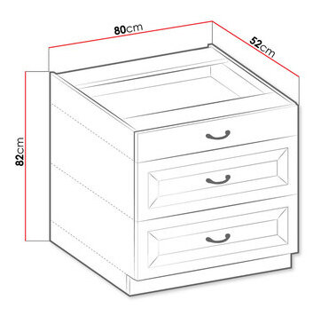 Dulap inferior de bucătărie cu sertare Vintageline 80 D 3S BB (Alb) 