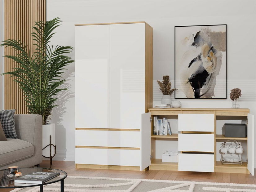 Komoda Musecalo 11 (dub artisan + biela)