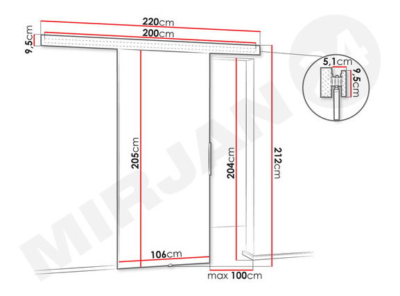 Klizna vrata Meralia 1 (hrast sonoma + crna)